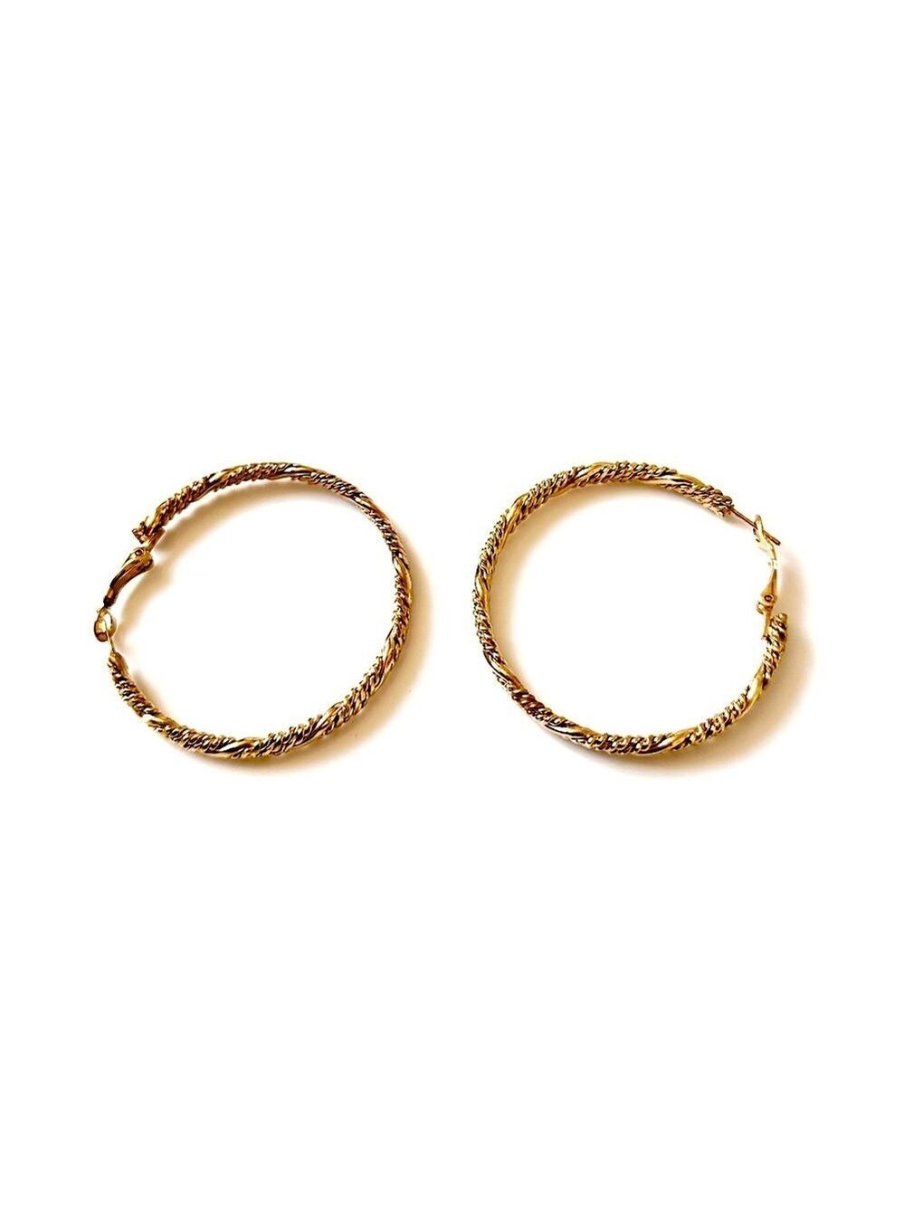 3” Twisted Seam Cable Classic Golden Hinged-Back Hoops NWT​